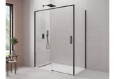 Mampara de Ducha - TWENTY - NEGRO - 1 FIJO + 1 PUERTA + LATERAL FIJO - BañoClick
